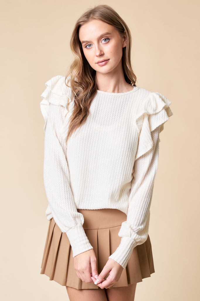 Ruffle Top in Off White