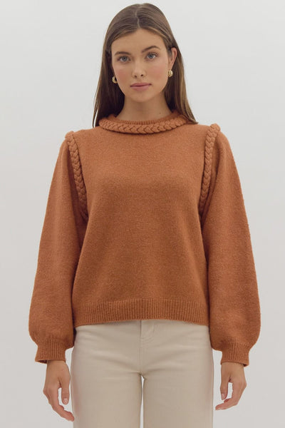 Braided Sweater Top in Ginger