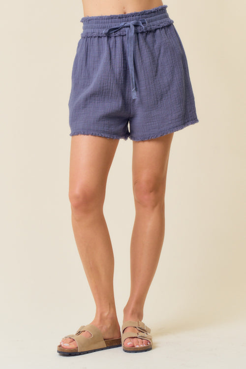 Gauze Shorts in Navy Blue